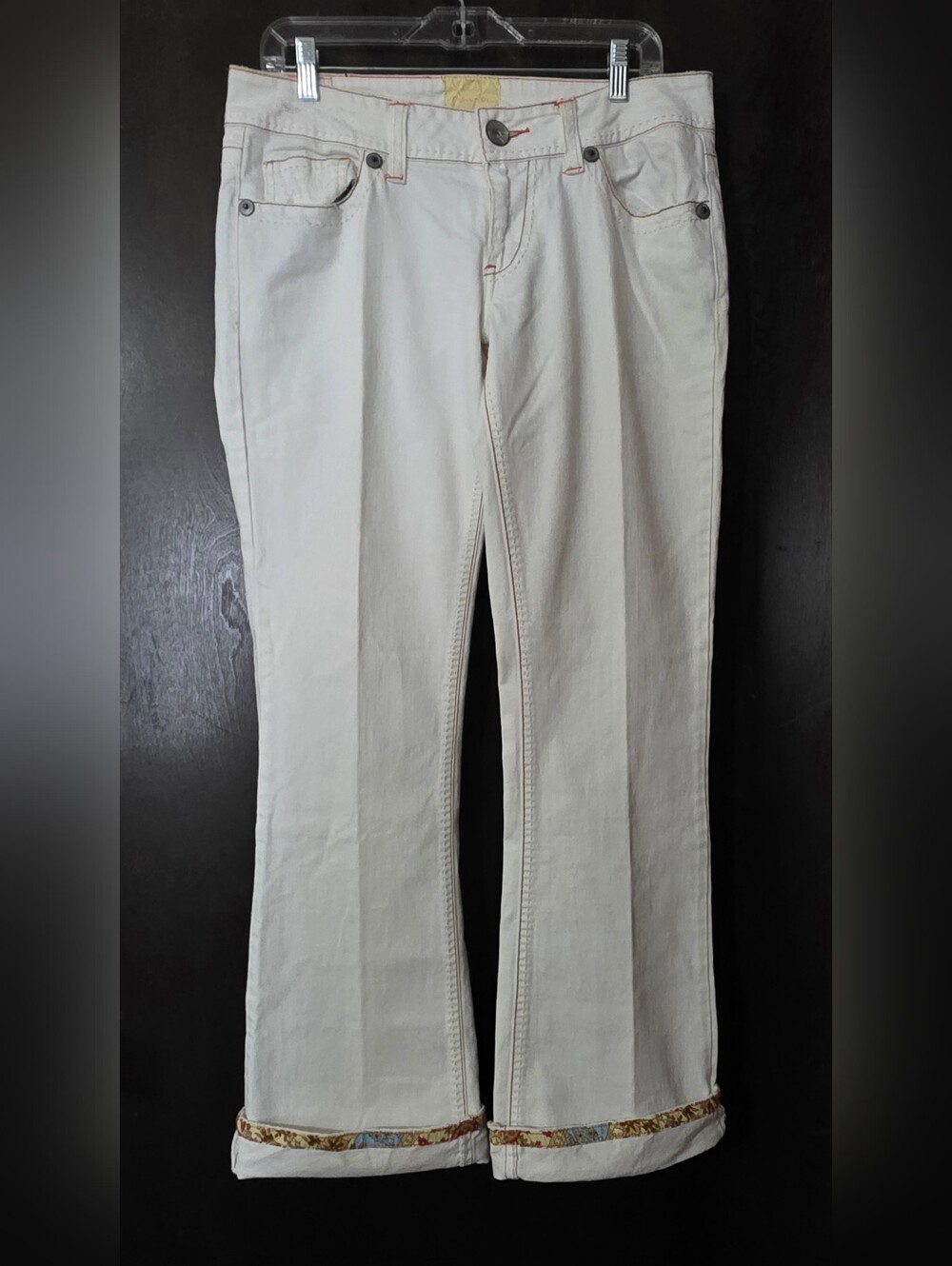 Marlow White Flare Denim Embroidered Original Vintage Jeans Women's Size 30